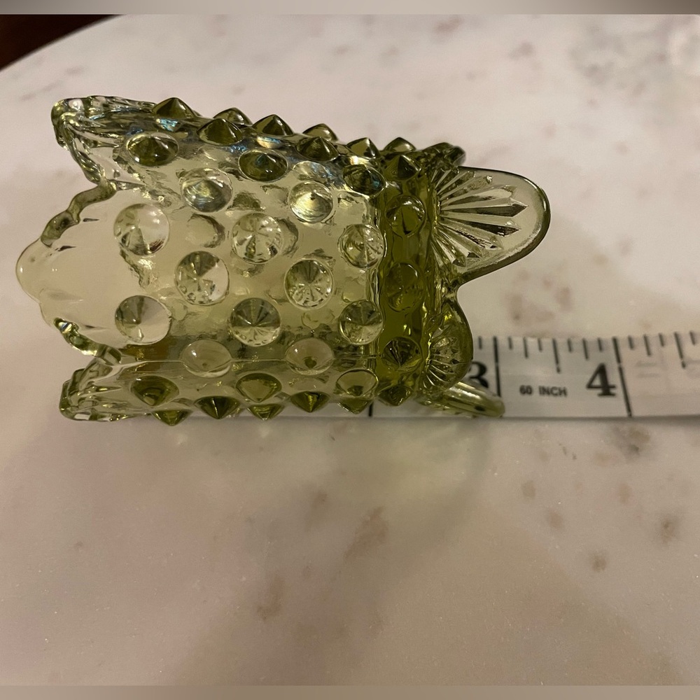 Fenton Glass Green Hobnail Toothpick Holder - Picture 10 of 11
